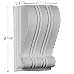 Ekena Millwork - COR05X03X08EL - Endurathane Elsinore Corbel, 5 3/8"W x 3 1/8"D x 8 1/4"H, Factory Primed