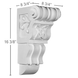 Ekena Millwork - COR09X09X16CO - Endurathane Colonial Corbel, 8 3/4"W x 8 3/4"D x 16 3/8"H, Factory Primed