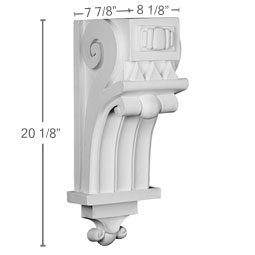 Ekena Millwork - COR08X08X20MD - Endurathane Middlesborough Corbel, 8 1/8"W x 7 7/8"D x 20 1/8"H, Factory Primed