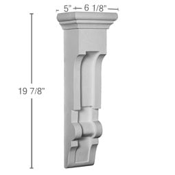 Ekena Millwork - COR06X05X20AL - Endurathane Alexa Corbel, 6 1/8"W x 5"D x 19 7/8"H, Factory Primed