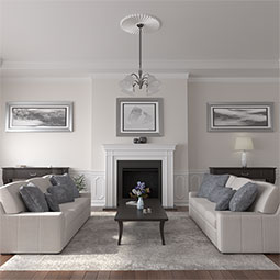 Ekena Millwork - CM34SH_P - Endurathane Shakuras Ceiling Medallion, 33 7/8"OD x 2"P (For Canopies up to 5 3/4")