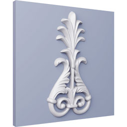 Ekena Millwork - ONL04X03X01MO - Endurathane Monique Onlay, 4 1/8"W x 3 7/8"H x 1/2"P, Factory Primed