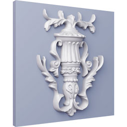 Ekena Millwork - ONL07X09X01UR - Endurathane Urn Onlay, 6 3/4"W x 8 3/4"H x 1 1/4"P, Factory Primed