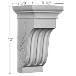 Ekena Millwork - COR07X07X12ED - Endurathane Edwards Curved Corbel, 6 1/2"W x 7 3/8"D x 12"H, Factory Primed