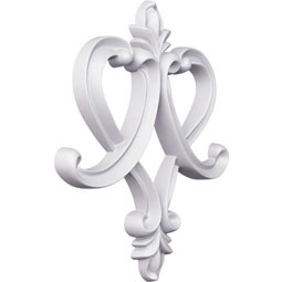 Ekena Millwork - ONL09X11X01FL - Endurathane Fleur de Lis Onlay, 9 7/8"W x 11 7/8"H x 1 7/8"P, Factory Primed