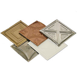 Shanko Industries, Inc. - SAMPLETIN - Tin Ceiling Tile Samples, Brass, Chrome, Copper, Pre-Painted White, Unfinshed Steel