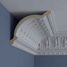 Ekena Millwork - MLD07X09X11RA - Endurathane Raymond Crown Moulding, 7 3/8"H x 9 1/8"P x 11 3/4"F x 94 1/2"L, Factory Primed