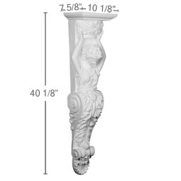 Ekena Millwork - COR10X07X40DA - Endurathane Damon Corbel, 10 1/8"W x 7 5/8"D x 40 1/8"H, Factory Primed