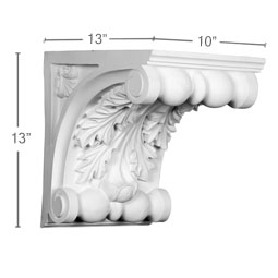 Ekena Millwork - COR13X10X13CH - Endurathane Chesterfield Corbel, 10"W x 13"D x 13"H, Factory Primed