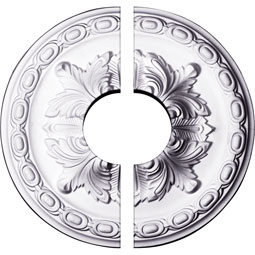 Ekena Millwork - CM11AC2-03500 - Endurathane Acanthus Ceiling Medallion, 11 3/8"OD x 3 1/2"ID x 2"P (Fits Canopies up to 3 1/2"), Two Piece, Factory Primed