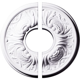 Ekena Millwork - CM11WA2-03500 - Endurathane Wakefield Ceiling Medallion, 11 3/4"OD x 3 1/2"ID x 1 1/4"P (Fits Canopies up to 3 5/8"), Two Piece, Factory Primed