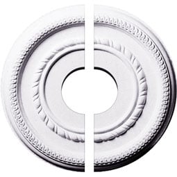 Ekena Millwork - CM12FE2-03500 - Endurathane Federal Roped Small Ceiling Medallion, 12 5/8"OD x 3 1/2"ID x 1 1/8"P (Fits Canopies up to 6"), Factory Primed