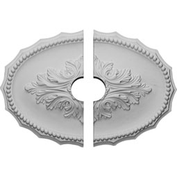 Ekena Millwork - CM16OX2-03500 - 16 7/8"W x 11 3/4"H x 3 1/2"ID x 1 1/2"P Oxford Ceiling Medallion, Two Piece (Fits Canopies up to 3 1/2")