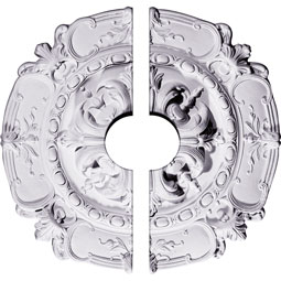 Ekena Millwork - CM16SO2-03500 - Endurathane Southampton Ceiling Medallion, 16 1/2"OD x 3 1/2"ID x 2 3/8"P (Fits Canopies up to 3 1/2"), Two Piece, Factory Primed