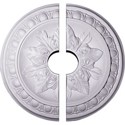 Ekena Millwork - CM17EX2-03500 - Endurathane Exeter Ceiling Medallion, 17 3/4"OD x 3 1/2"ID x 1 1/8"P (Fits Canopies up to 3 1/2"), Two Piece, Factory Primed