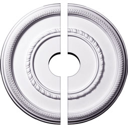 Ekena Millwork - CM17FE2-03500 - Endurathane Federal Roped Large Ceiling Medallion, 17 3/8"OD x 3 1/2"ID x 1 1/8"P (Fits Canopies up to 7 3/4"), Two Piece, Factory Primed