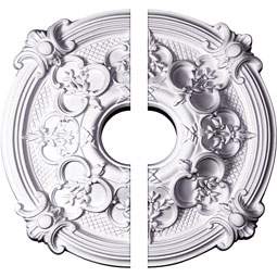 Ekena Millwork - CM17HA2-03500 - Endurathane Hamilton Ceiling Medallion, 17 3/8"OD x 3 1/2"ID x 1 3/4"P (Fits Canopies up to 3 3/4"), Two Piece, Factory Primed