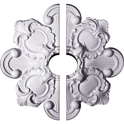 Ekena Millwork - CM18KA2-03500 - Endurathane Katheryn Ceiling Medallion, 18 1/8"OD x 3 1/2"ID x 1 1/4"P (Fits Canopies up to 3 1/2"), Two Piece, Factory Primed