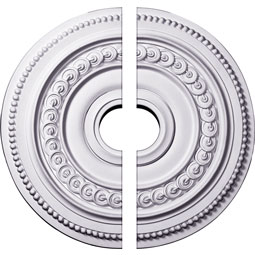 Ekena Millwork - CM18OL2-03500 - Endurathane Oldham Ceiling Medallion, 18"OD x 3 1/2"ID x 1 1/4"P (Fits Canopies up to 8 5/8"), Two Piece, Factory Primed