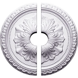 Ekena Millwork - CM18RI2-03500 - Endurathane Richmond Ceiling Medallion, 18"OD x 3 1/2"ID x 1 3/8"P (Fits Canopies up to 2 5/8"), Two Piece, Factory Primed
