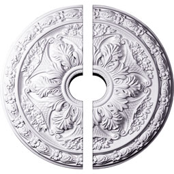 Ekena Millwork - CM20BL2-03500 - Endurathane Baile Ceiling Medallion, 20"OD x 3 1/2"ID x 1 5/8"P (Fits Canopies up to 3 1/2"), Two Piece, Factory Primed