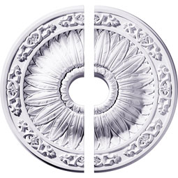 Ekena Millwork - CM20LU2-03500 - Endurathane Lunel Ceiling Medallion, 20 1/4"OD x 3 1/2"ID x 1 1/2"P (Fits Canopies up to 3 3/4"), Two Piece, Factory Primed