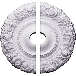 Ekena Millwork - CM21MA2-03500 - Endurathane Marseille Ceiling Medallion, 21"OD x 3 1/2"ID x 2"P (Fits Canopies up to 7 3/8"), Two Piece, Factory Primed