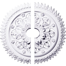 Ekena Millwork - CM21YO2-03500 - Endurathane York Ceiling Medallion, 21 5/8"OD x 3 1/2"ID x 2 1/2"P (Fits Canopies up to 3 5/8"), Two Piece, Factory Primed