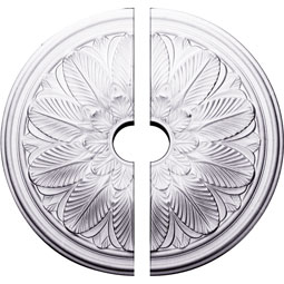 Ekena Millwork - CM22BO2-03500 - Endurathane Bordeaux Ceiling Medallion, 22 5/8"OD x 3 1/2"ID x 1 3/4"P (Fits Canopies up to 3 1/2"), Two Piece, Factory Primed