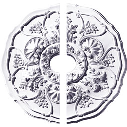 Ekena Millwork - CM22CN2-03500 - Endurathane Cornelia Ceiling Medallion, 22 1/2"OD x 3 1/2"ID x 1 1/2"P (Fits Canopies up to 4"), Two Piece, Factory Primed