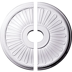 Ekena Millwork - CM22LN2-03500 - Endurathane Leandros Ceiling Medallion, 19 7/8"OD x 3 1/2"ID x 1 1/4"P (Fits Canopies up to 6 3/8"), Two Piece, Factory Primed