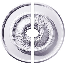 Ekena Millwork - CM23FL2-03500 - Endurathane Floral Ceiling Medallion, 23 1/2"OD x 3 1/2"ID x 2 3/4"P (Fits Canopies up to 3 1/2"), Two Piece, Factory Primed