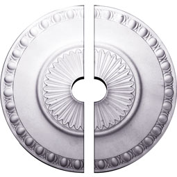 Ekena Millwork - CM23LY2-03500 - Endurathane Lyon Ceiling Medallion, 23 1/2"OD x 3 1/2"ID x 3 1/4"P (Fits Canopies up to 3 5/8"), Two Piece, Factory Primed