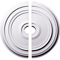 Ekena Millwork - CM24RE2-03500 - Endurathane Traditional Reece Ceiling Medallion, 24 3/8"OD x 3 1/2"ID x 1 1/8"P (Fits Canopies up to 5 7/8"), Two Piece, Factory Primed