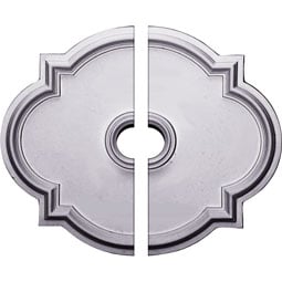 Ekena Millwork - CM24WA2-03500 - Endurathane Waltz Ceiling Medallion, 24"W x 20 1/2"H x 3 1/2"ID x 1 1/8"P (Fits Canopies up to 5 1/4"), Two Piece, Factory Primed