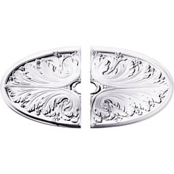 Ekena Millwork - CM24X12MA2-03500 - Endurathane Madrid Ceiling Medallion, 24 3/4"W x 12 1/2"H x 3 1/2"ID x 1 3/4"P (Fits Canopies up to 3 1/2"), Two Piece, Factory Primed