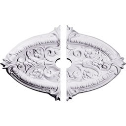 Ekena Millwork - CM26MR2-03500 - Endurathane Marcella Ceiling Medallion, 26 3/8"W x 17 1/4"H x 3 1/2"ID x 1 3/4"P (Fits Canopies up to 3 1/2"), Two Piece, Factory Primed