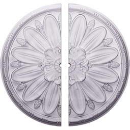 Ekena Millwork - CM29FA2-01000 - Endurathane Fairfax Ceiling Medallion, 29 7/8"OD x 1"ID x 1 3/8"P (Fits Canopies up to 1"), Two Piece, Factory Primed