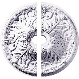 Ekena Millwork - CM32TN2-05500 - Endurathane Tristan Ceiling Medallion, 32 3/8"OD x 5 1/2"ID x 3 1/2"P (Fits Canopies up to 6 1/4"), Two Piece, Factory Primed