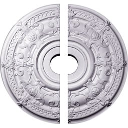 Ekena Millwork - CM33DA2-06000 - Endurathane Dauphine Ceiling Medallion, 33 7/8"OD x 6"ID x 1 3/8"P (Fits Canopies up to 13 1/4"), Two Piece, Factory Primed