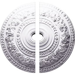 Ekena Millwork - CM33RO2-02000 - Endurathane Rose Ceiling Medallion, 33 7/8"OD x 2"ID x 2 3/8"P (Fits Canopies up to 13 1/2"), Two Piece, Factory Primed
