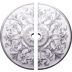 Ekena Millwork - CM33VE2-02500 - Endurathane Versailles Ceiling Medallion, 33"OD x 2 1/2"ID x 1 3/4"P (Fits Canopies up to 3 1/4"), Two Piece, Factory Primed