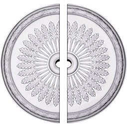 Ekena Millwork - CM36JU2-03000 - Endurathane Juniper Ceiling Medallion, 36"OD x 3"ID x 1 1/2"P (Fits Canopies up to 7"), Two Piece, Factory Primed