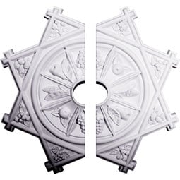 Ekena Millwork - CM38AN2-06000 - Endurathane Antilles Ceiling Medallion, 38 1/4"OD x 6"ID x 1 1/2"P (Fits Canopies up to 6"), Two Piece, Factory Primed