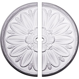 Ekena Millwork - CM40DL2-02000 - Endurathane Delfina Ceiling Medallion, 40"OD x 2"ID x 1 7/8"P (Fits Canopies up to 2"), Two Piece, Factory Primed