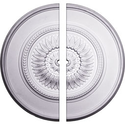 Ekena Millwork - CM41FL2-01500 - Endurathane Large Floral Ceiling Medallion, 41 1/8"OD x 1 1/2"ID x 2 1/2"P, Two Piece, Factory Primed