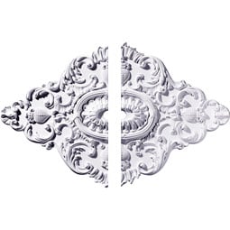 Ekena Millwork - CM42X28AS2-03000 - Endurathane Ashford Ceiling Medallion, 42 3/4"W x 28 7/8"H x 3"ID x 1"P (Fits Canopies up to 3"), Two Piece, Factory Primed