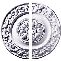 Ekena Millwork - CM47MI2-02500 - Endurathane Milan Ceiling Medallion, 47 5/8"OD x 2 1/2"ID x 2 3/4"P (Fits Canopies up to 2 1/2"), Two Piece, Factory Primed