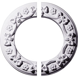Ekena Millwork - CM12RI2 - Endurathane Ribbon with Bow Ceiling Medallion, 12 1/4"OD x 7 1/2"ID x 7/8"P (Fits Canopies up to 7 1/2"), Two Piece, Factory Primed