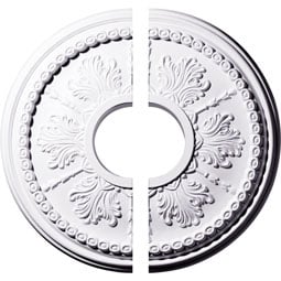 Ekena Millwork - CM13TI2 - Endurathane Tirana Ceiling Medallion, 13 7/8"OD x 3 3/4"ID x 1 1/4"P (Fits Canopies up to 4 3/4"), Factory Primed